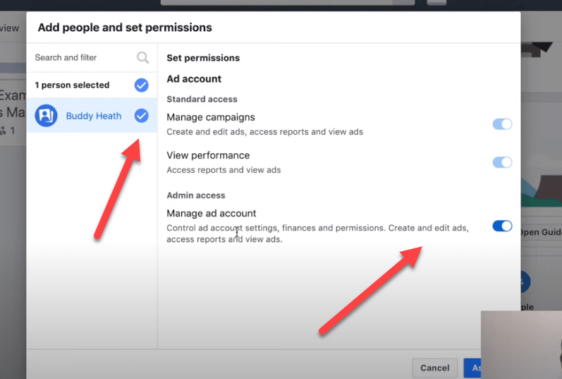 Setting permissions for ad accounts