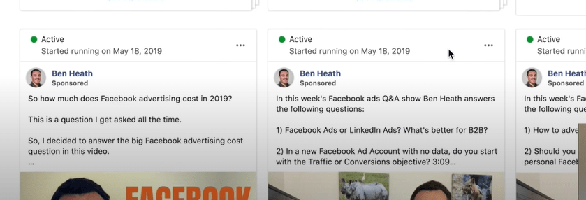 Facebook ad library ad examples
