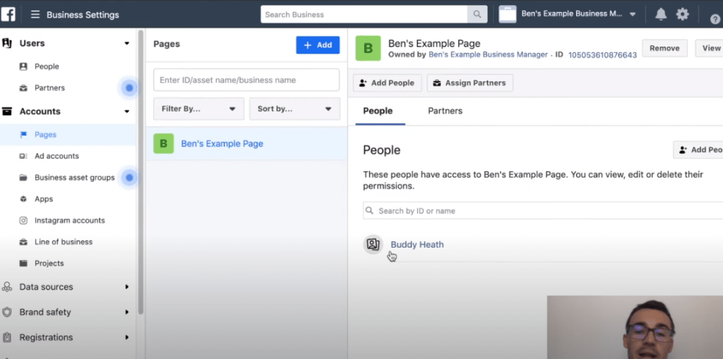 changing people's roles in Facebook ads manager
