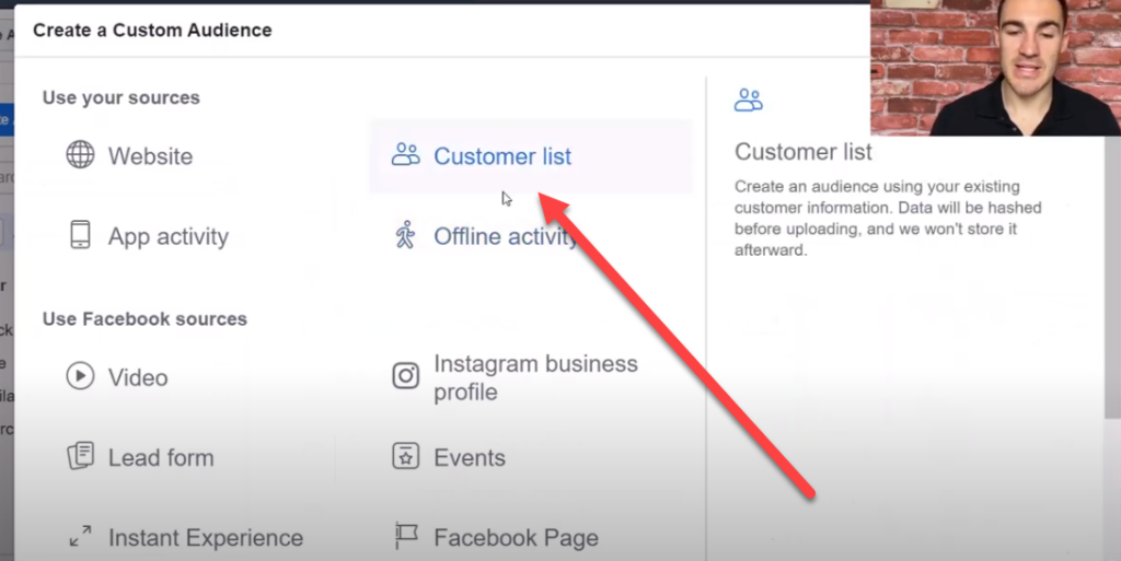 Upload your buyer list to Facebook audience manager