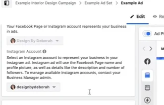 Selecting the right accounts for your Facebook ad.