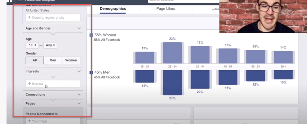select your location in Facebook audience insights