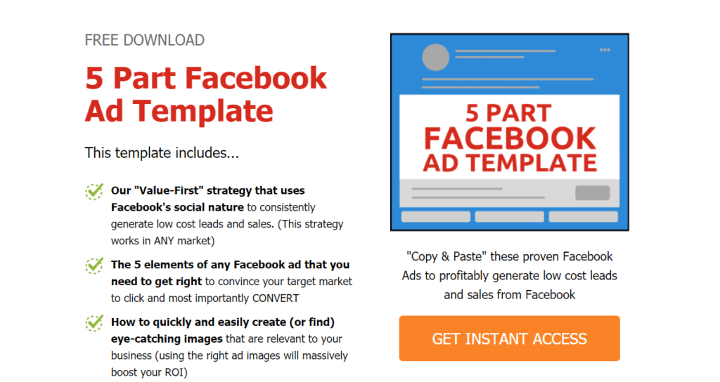 5 Part Facebook Ad Template Giveaway