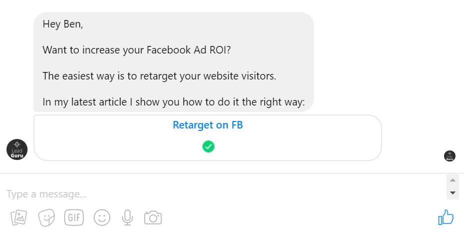 Facebook Messenger Ad Example