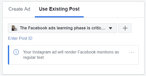use existing post Facebook
